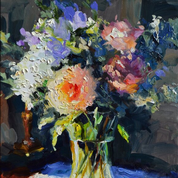 HYDRANGEAS AND ROSES | Oil on Canvas Painting - Picture 4 of 11